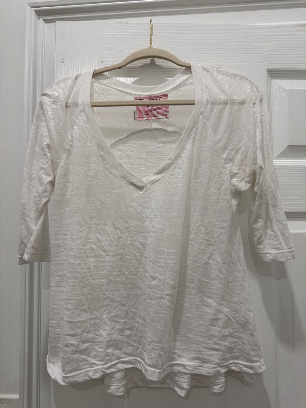 Nation LTD Pink and White Branded Label Tee